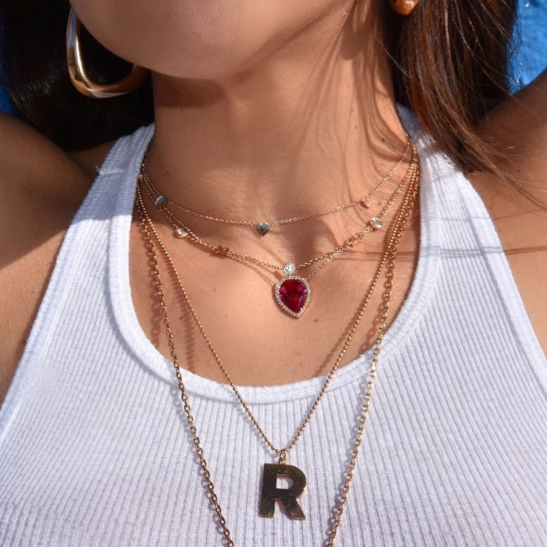 Diamond Bezel Ruby Necklace