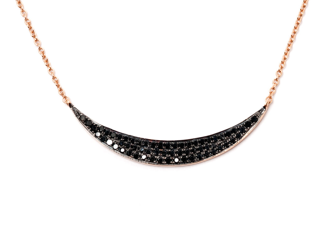 Black Diamond Half Moon Necklace