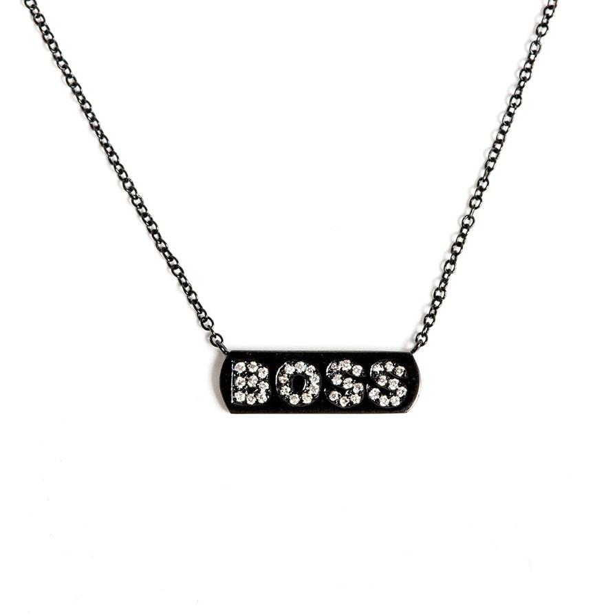 Black BOSS Bar Necklace