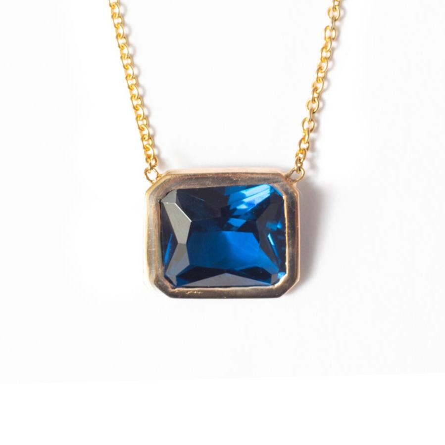 Square Sapphire Necklace