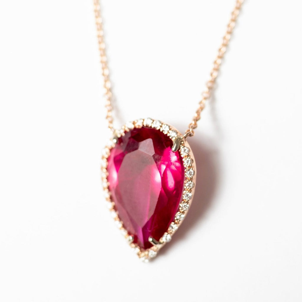 Diamond Bezel Ruby Necklace