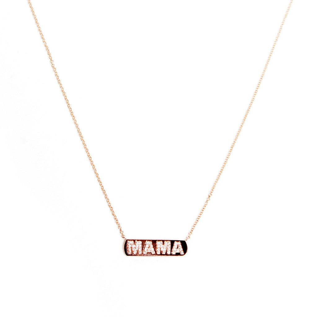 Diamond MAMA Bar Necklace