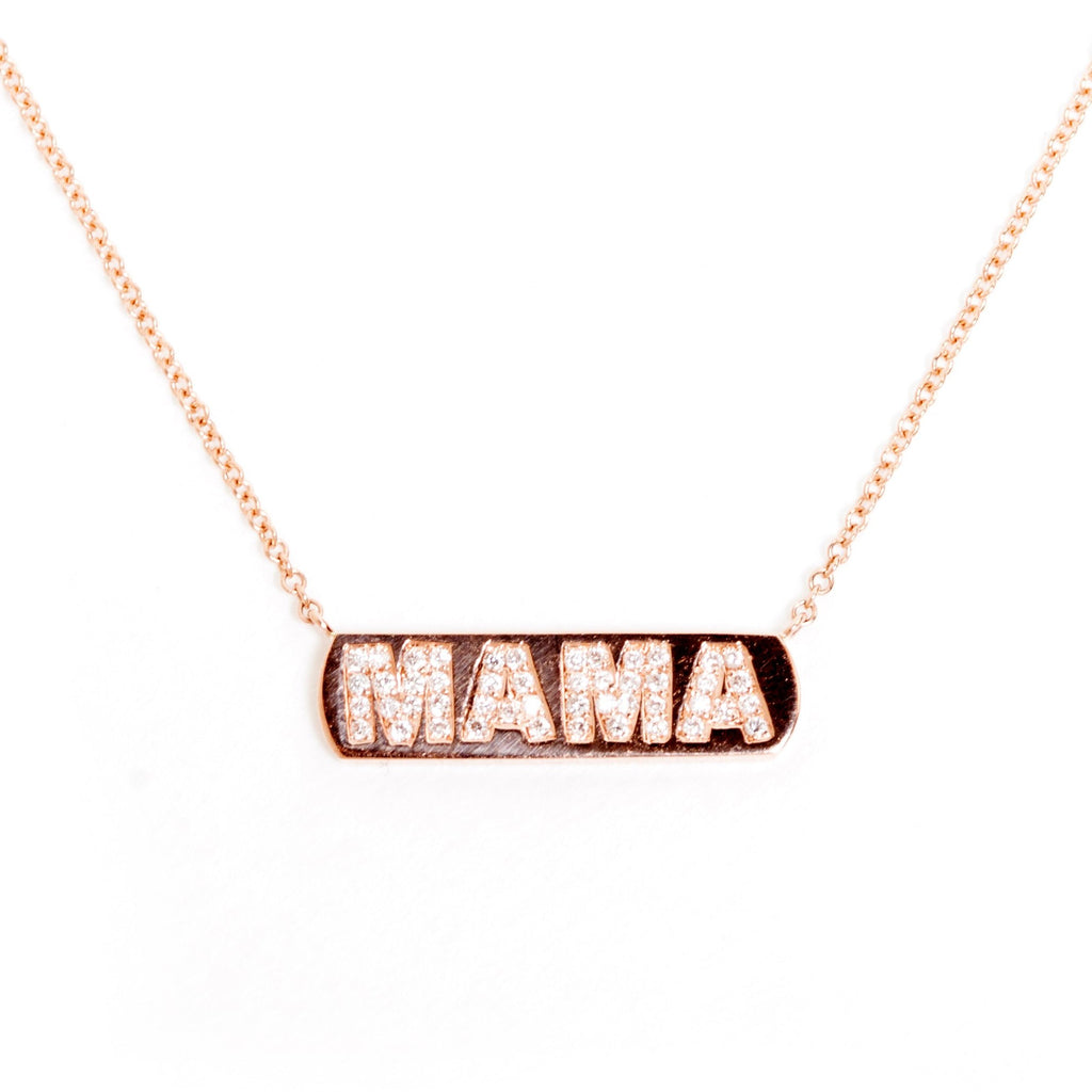 Diamond MAMA Bar Necklace