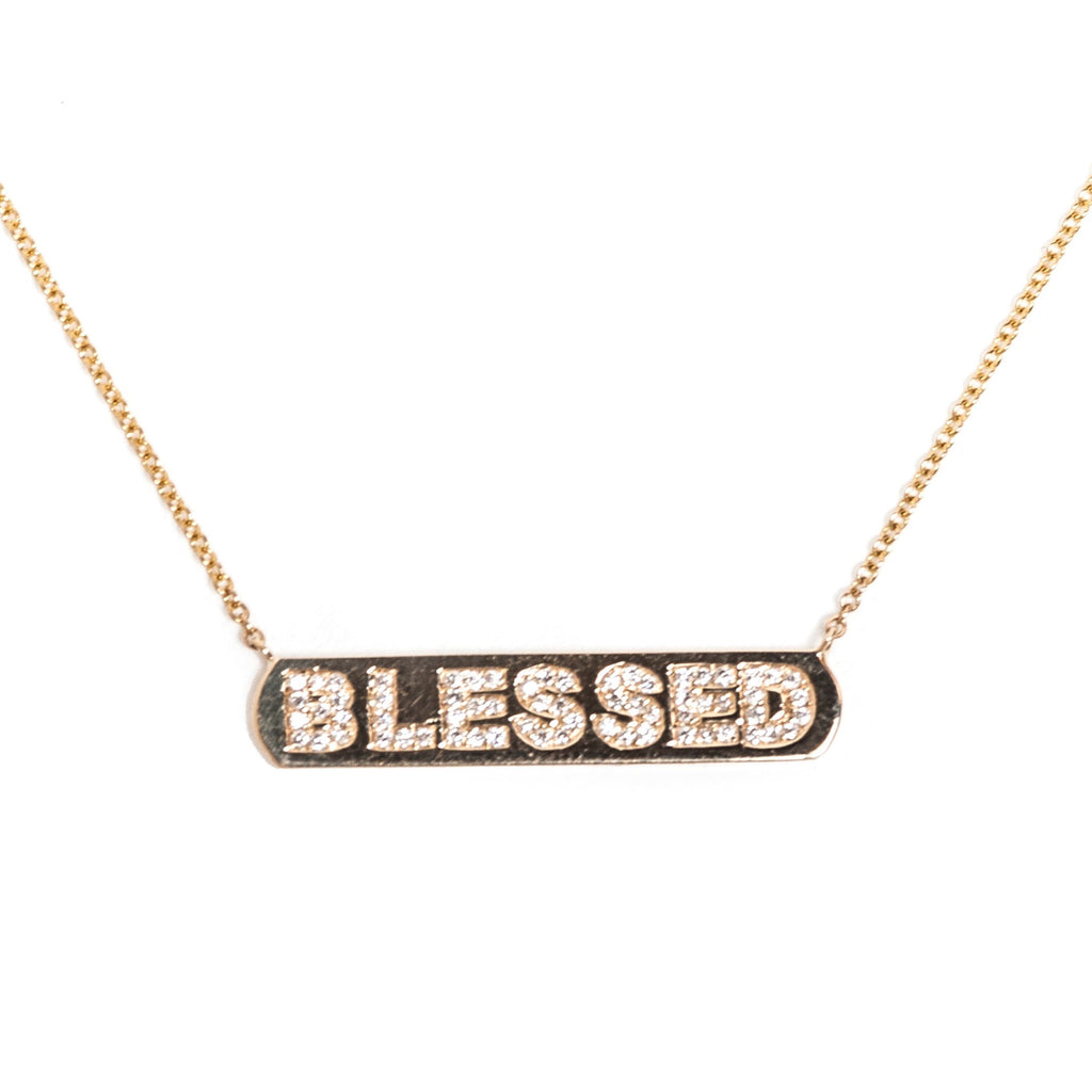 Diamond BLESSED Bar Necklace