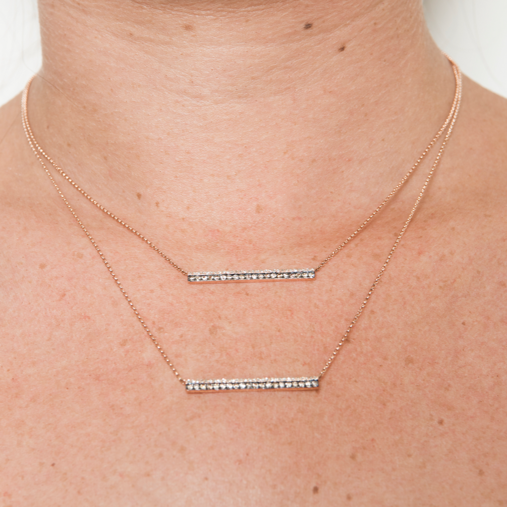 Champagne & White Diamond Double Bar Necklace