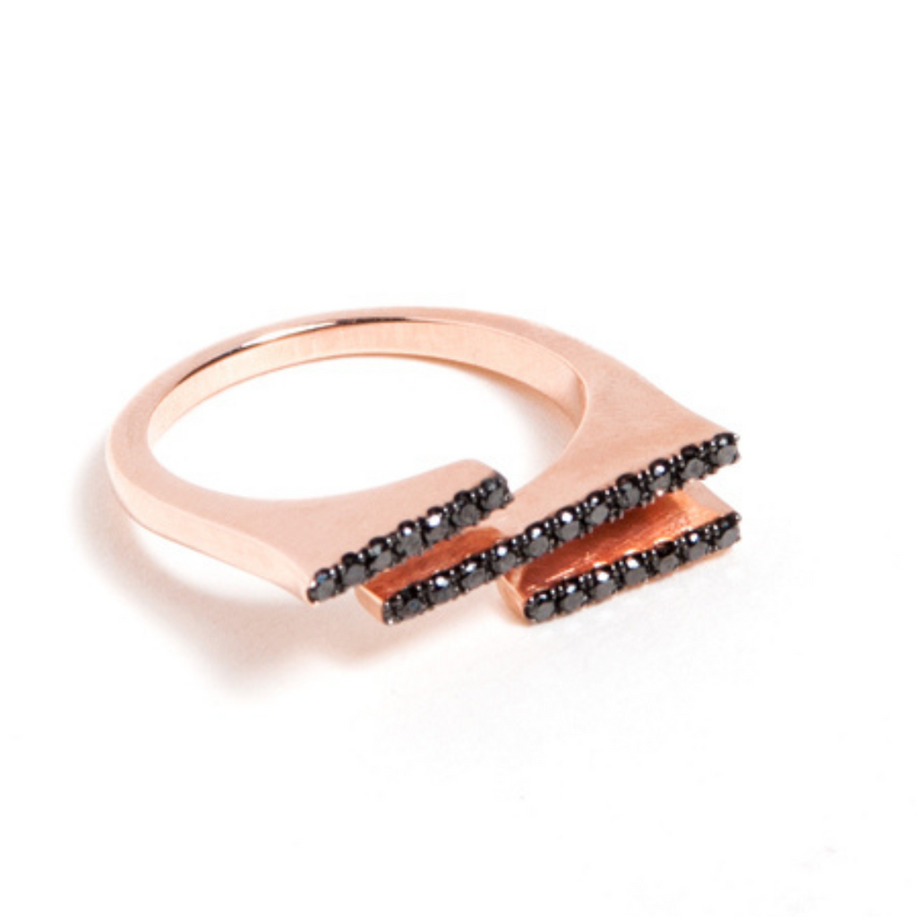 Zig Zag Nero Ring