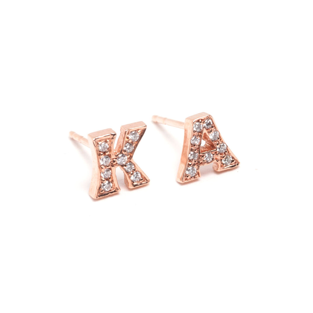 Custom Diamond Initial Earrings