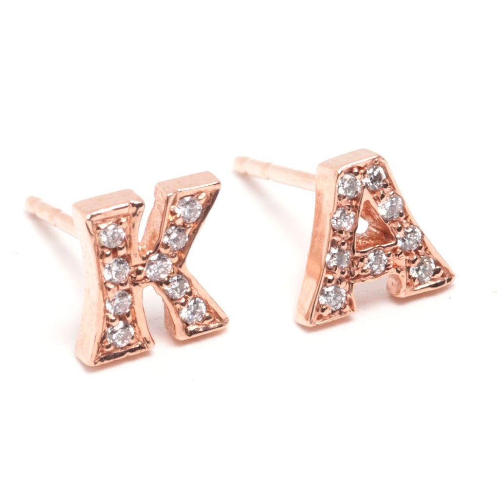 Custom Diamond Initial Earrings