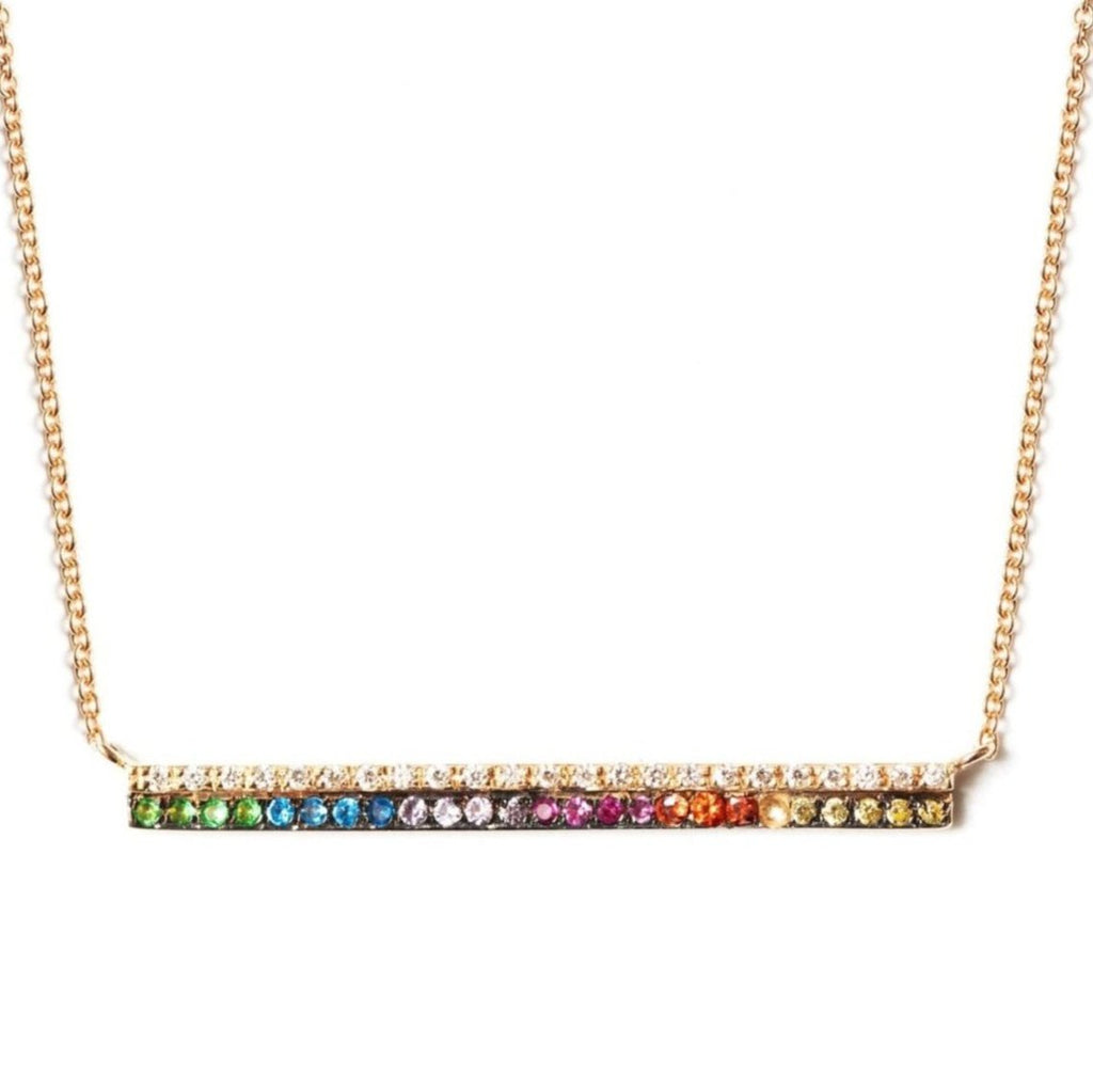 Rainbow & Diamond Double Bar Necklace