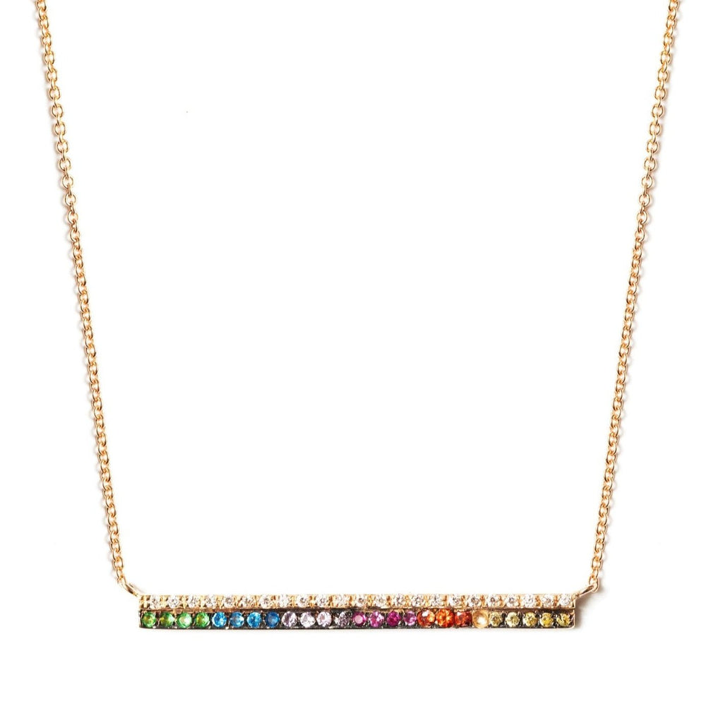 Rainbow & Diamond Double Bar Necklace