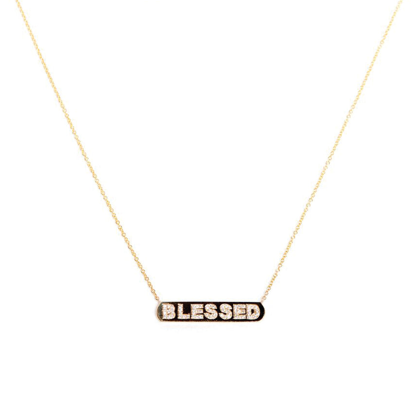 Diamond BLESSED Bar Necklace