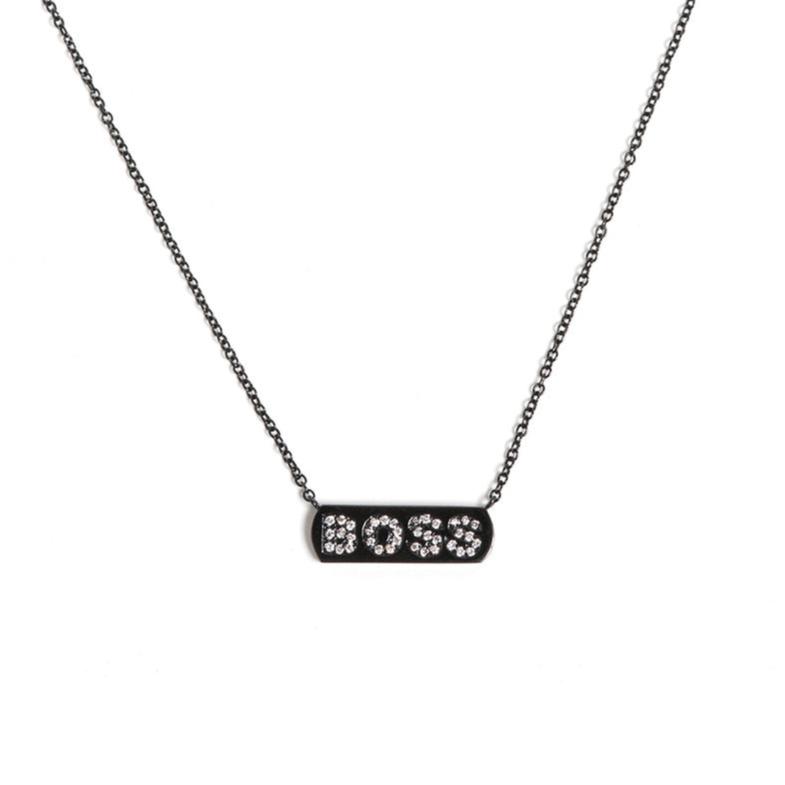 Black BOSS Bar Necklace