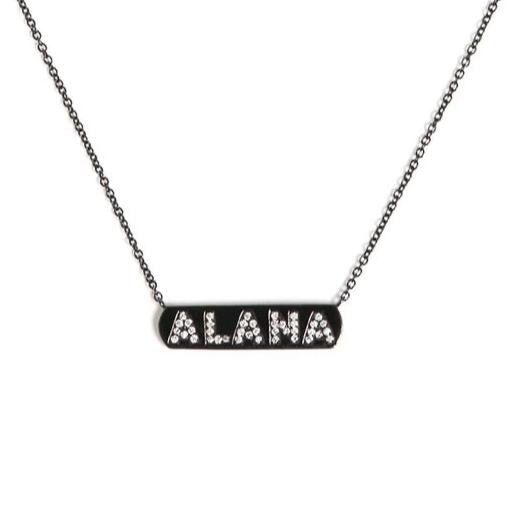 Custom Diamond ID Necklace in Black