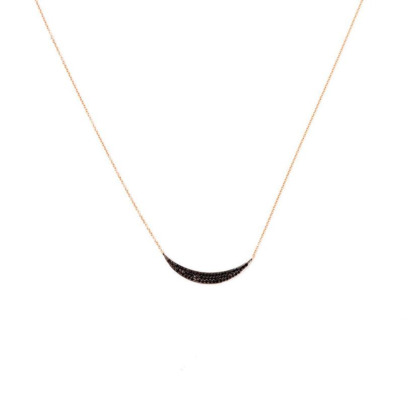 Black Diamond Half Moon Necklace