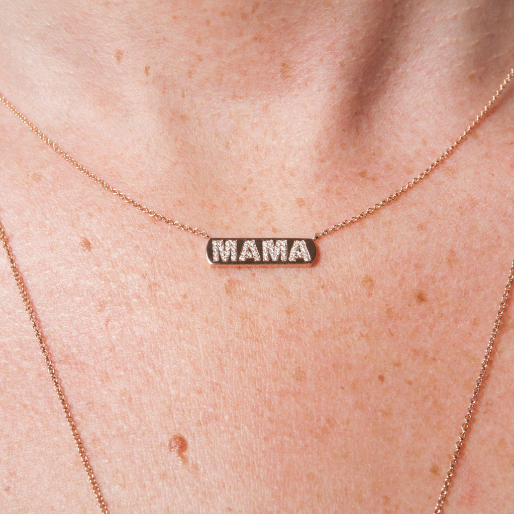 Diamond MAMA Bar Necklace