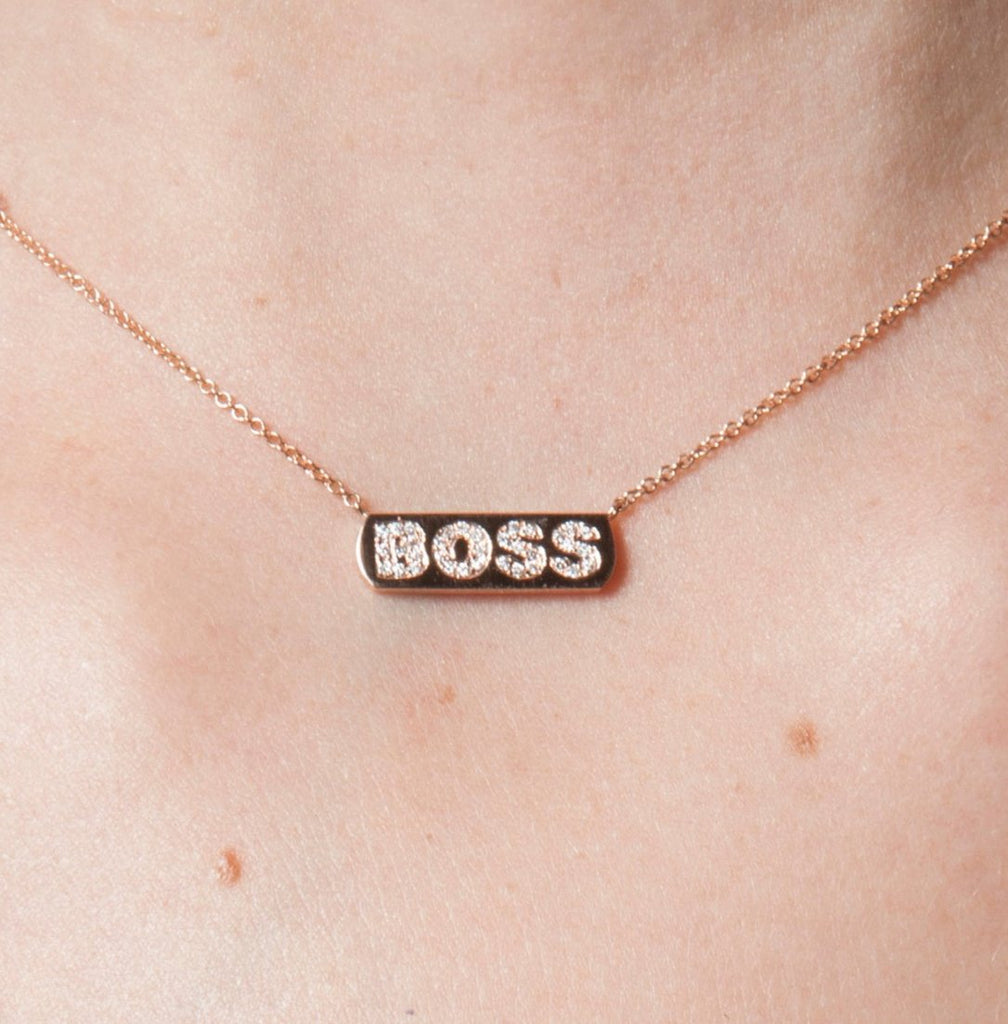 Diamond BOSS Bar Necklace