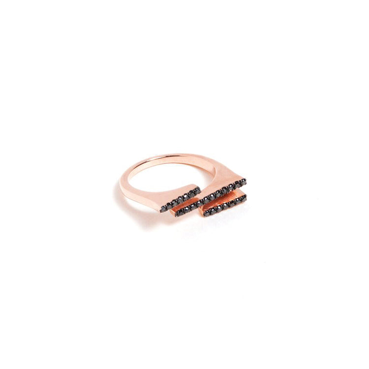 Zig Zag Nero Ring